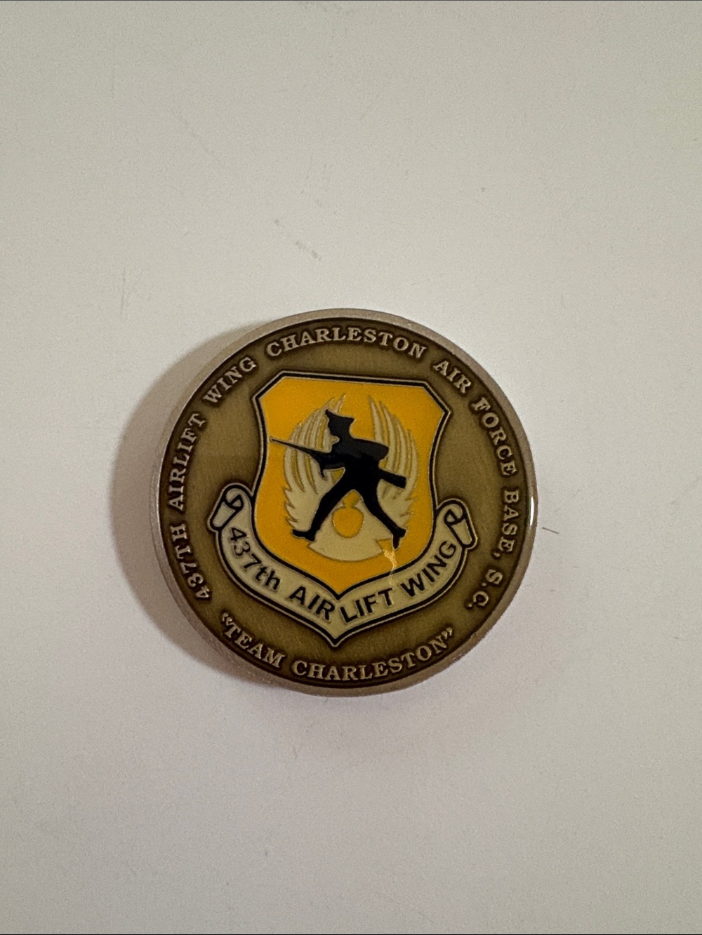 437th Airlift Wing Commemorative Challenge  Coin - Yellow and Gold